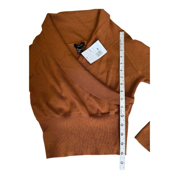 Forever 21 Women M Rust Wrap Sweater Top Long Sleeve Ribbed Waist NWT - Picture 5 of 8